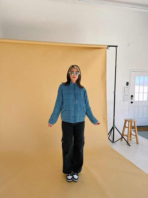 Forever Flame Quilted Jacket// Denim